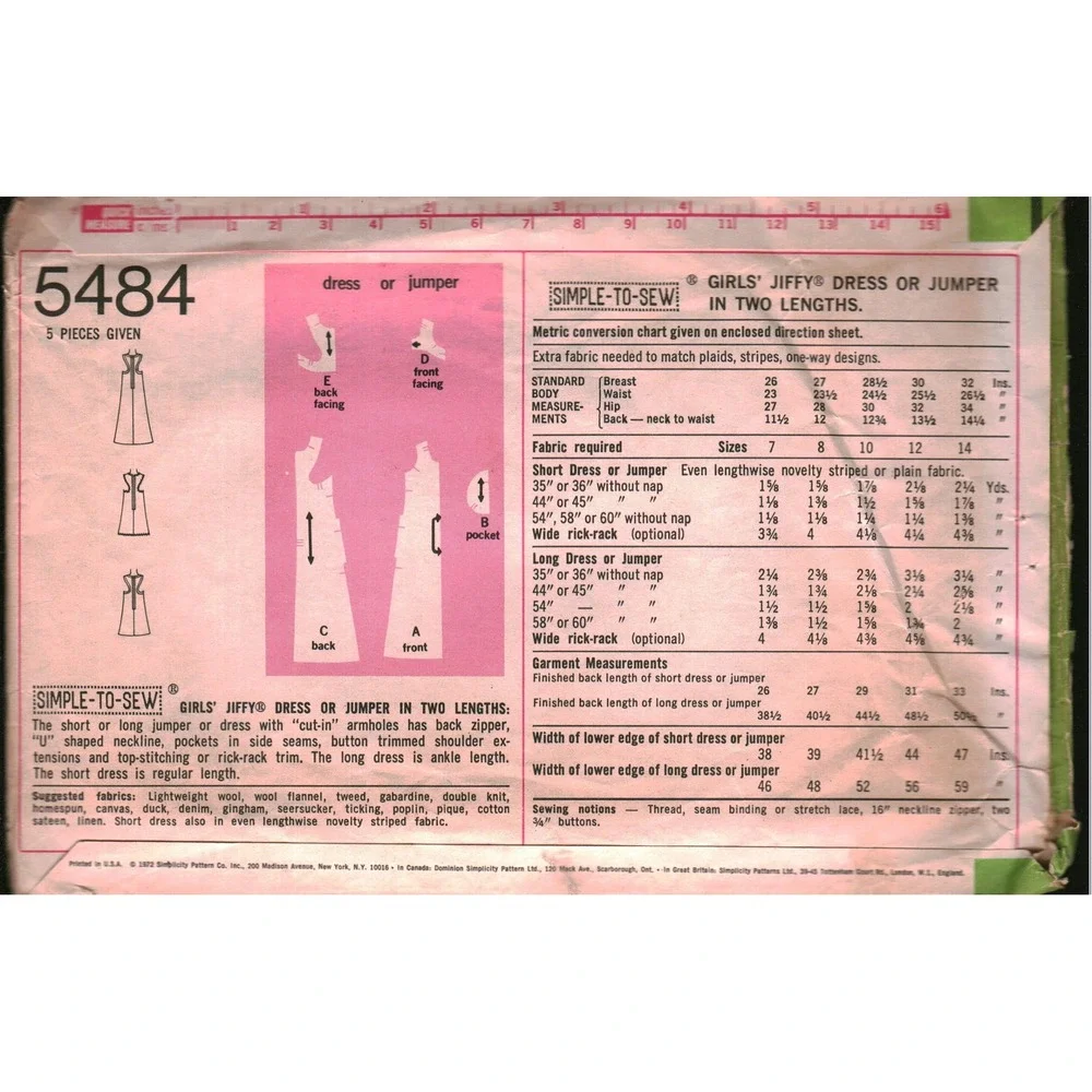 Simplicity vintage 1972